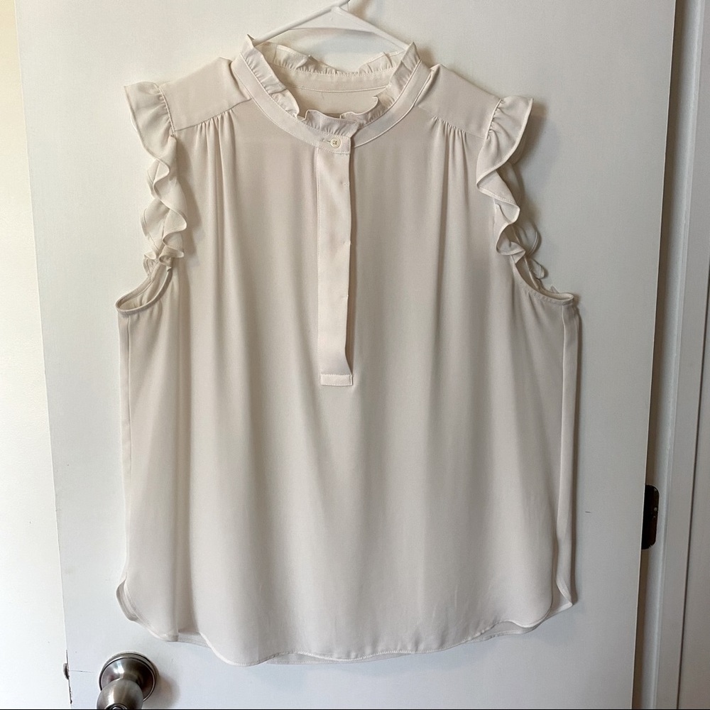 Loft Ruffle Henley Shell Sleeveless Blouse